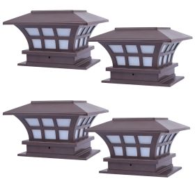 4 Pack Solar Post Light Waterproof SMD LED Outdoor Street Fence Deck Cap Lamp 4x4