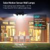 Solar Wall Lamp 74 LEDs 3 Adjustable Head Motion Sensor Flood Light IP65 Waterproof Security Light Outdoor