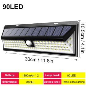 Solar Led Light Outdoor Solar Wall Light Outdoor Sensor Light Solar Led Lamp Outdoor Solar Panel Light With Motion Sensor Garden (Emitting Color: 90 LED no remote)